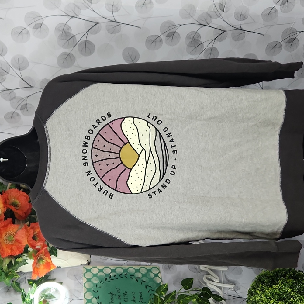 Burton Keeler Crew Gray Raglan Sweatshirt Stand Up Stand Out - Large - Picture 5 of 8